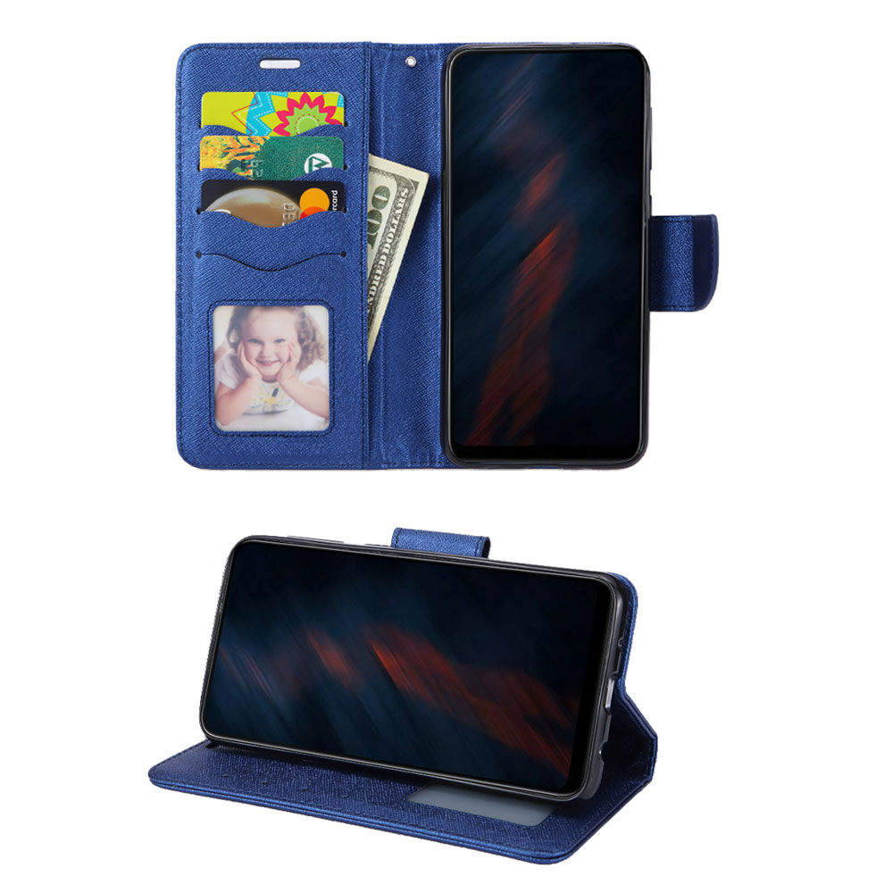 Flip PU LEATHER Simple Wallet Case for Motorola Moto E 2020 (Blue)